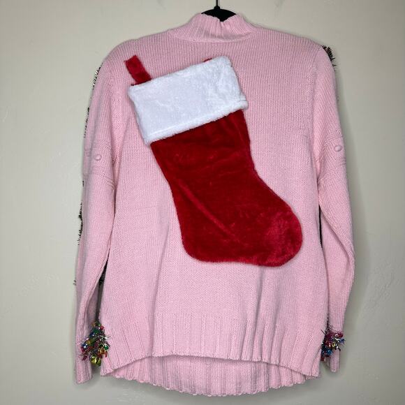 Ugly Christmas Sweater Singing Santa LIGHTS UP Tinsel Xmas Party Winner Sz Large - Picture 3 of 5